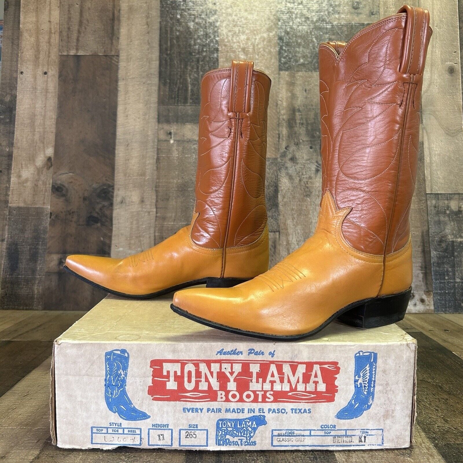 Tony Lama Vintage Gold Label Pointed Toe Cowboy Boots Womens 6.5 B