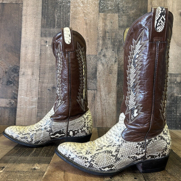 Montana Snakeskin Inlay Cowboy Boots Mens 8.5 EE