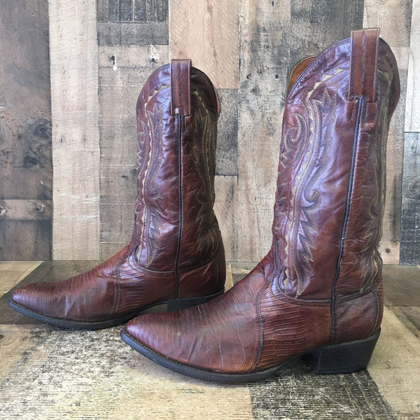 Dan Post 2351 Vintage Teju Lizard Cowboy Boots Mens 10 EW