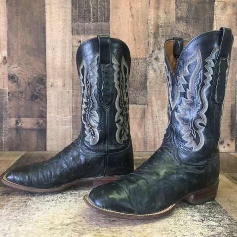 Lucchese CY1102.W8 Full Quill Ostrich Square Toe Cowboy Boots Mens 11 D