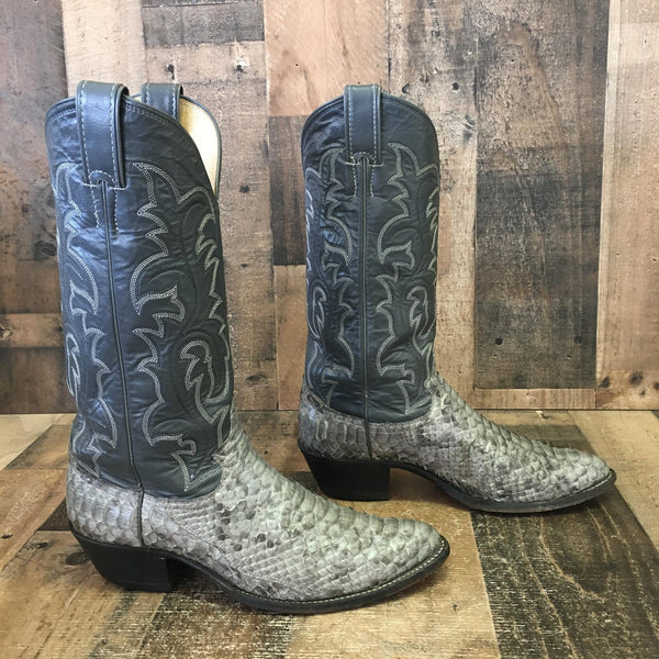 Justin Vtg Snakeskin Cowboy Boots Mens 8 D