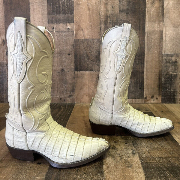 Los Altos Vintage Caiman Tail Cowboy Boots Mens 8