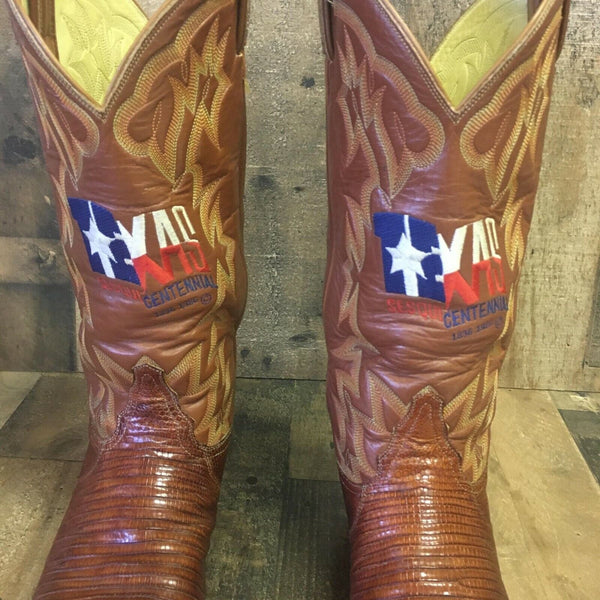 Tony Lama El Rey Vintage Teju Lizard Texas Cowboy Boots Mens 8 D