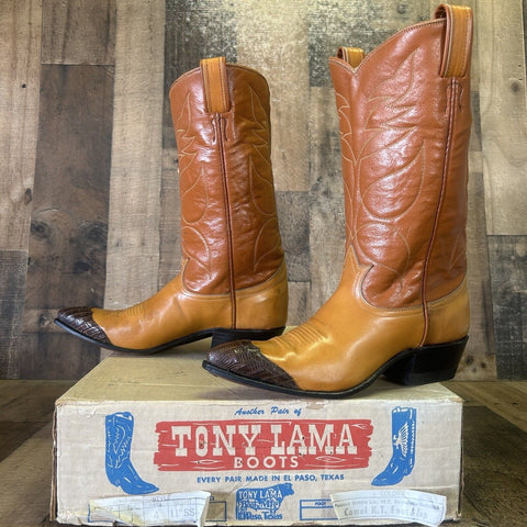 Tony Lama Vintage Lizard Wingtip Cowboy Boots Womens 6 C