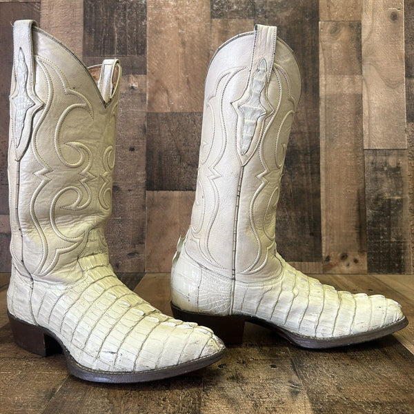 Los Altos Vintage Caiman Tail Cowboy Boots Mens 8