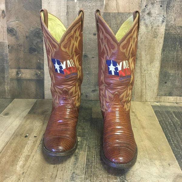 Tony Lama El Rey Vintage Teju Lizard Texas Cowboy Boots Mens 8 D