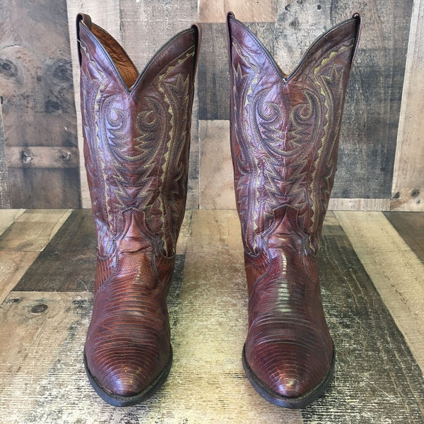 Dan Post 2351 Vintage Teju Lizard Cowboy Boots Mens 10 EW