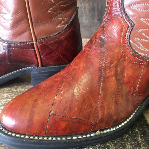 Tony Lama Vintage Eel Gold Label Good Year Sole Cowboy Boots Mens 8 D