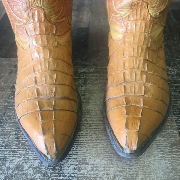 Los Altos Vintage Caiman Tail Cowboy Boots Mens 9 EE