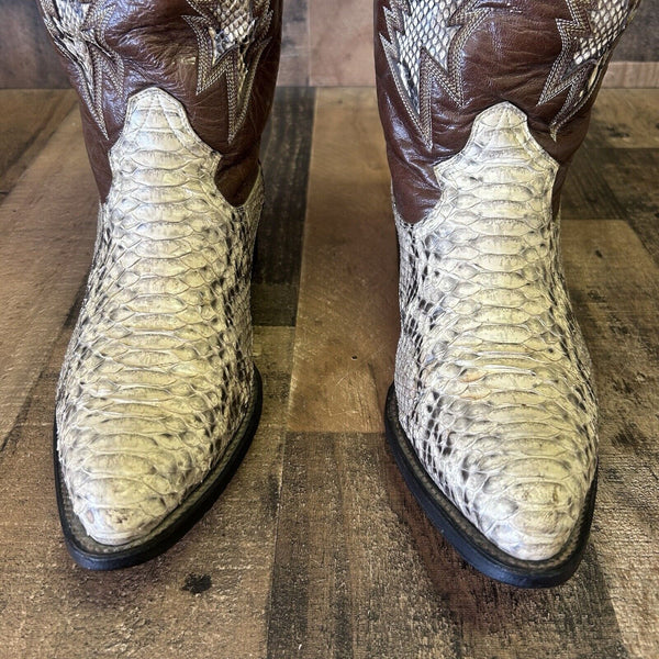 Montana Snakeskin Inlay Cowboy Boots Mens 8.5 EE