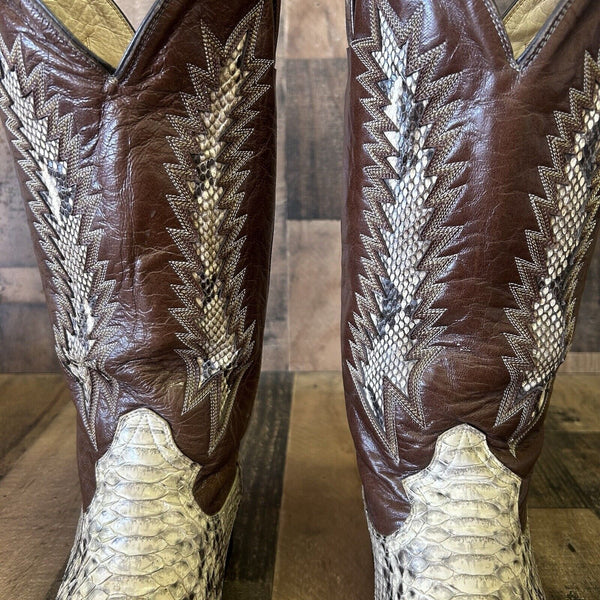 Montana Snakeskin Inlay Cowboy Boots Mens 8.5 EE