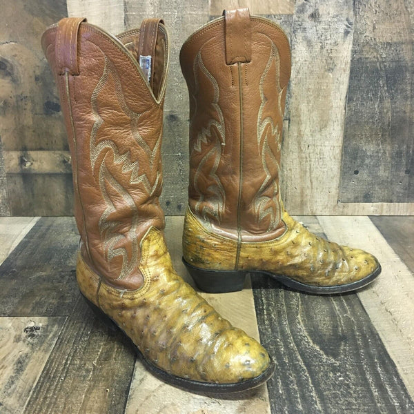 Nocona Vintage Full Quill Ostrich Cowboy Boots Mens 7 D