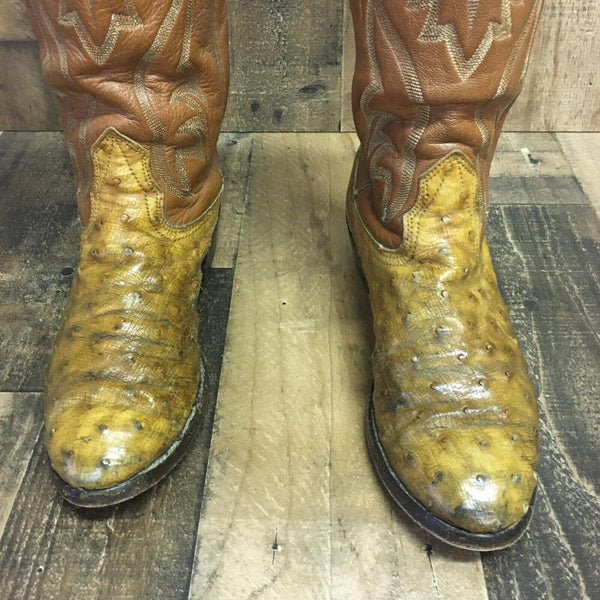 Nocona Vintage Full Quill Ostrich Cowboy Boots Mens 7 D