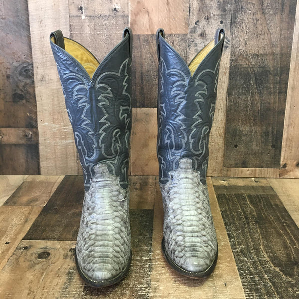 Justin Vtg Snakeskin Cowboy Boots Mens 8 D