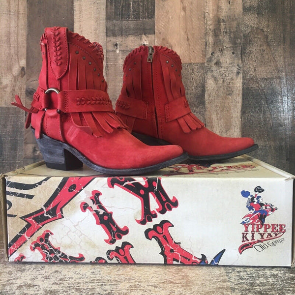 Old Gringo Yippee Kiyay Lavar 7” YBL2434-3 Red Ankle Cowboy Boots Womens 7.5 B