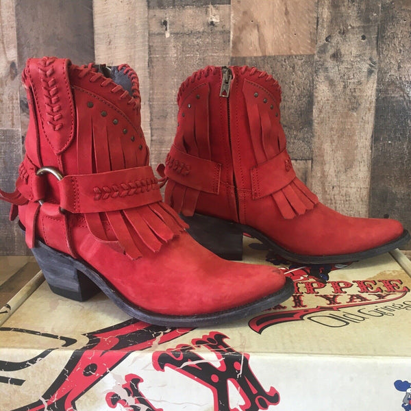 Old Gringo Yippee Kiyay Lavar 7” YBL2434-3 Red Ankle Cowboy Boots Womens 7.5 B