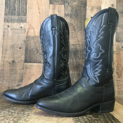 Dan Post 2110R Classic Black Cowboy Boots Mens 9.5 D