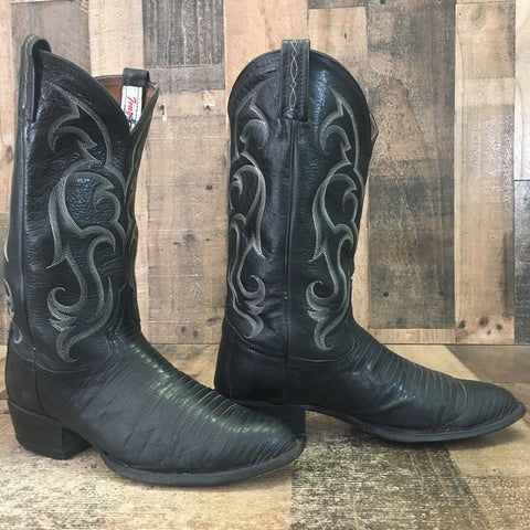 Tony Lama Vintage Teju Lizard Classic Black Cowboy Boots Mens 10 D