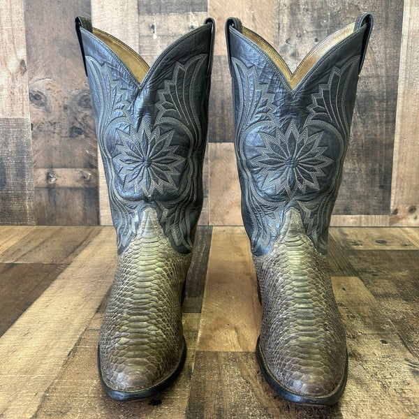 Tony Lama Vintage Gold Label Snakeskin Cowboy Boots Mens 9 D