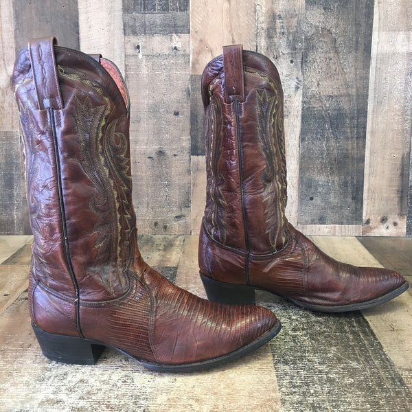 Dan Post 2351 Vintage Teju Lizard Cowboy Boots Mens 10 EW