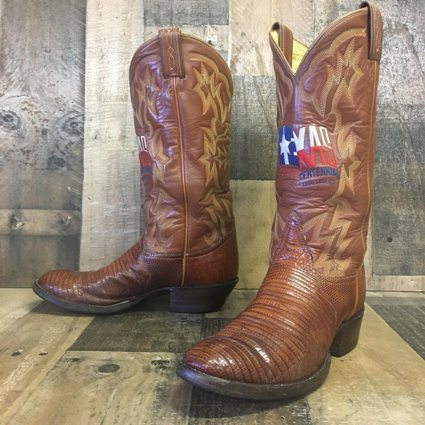 Tony Lama El Rey Vintage Teju Lizard Texas Cowboy Boots Mens 8 D