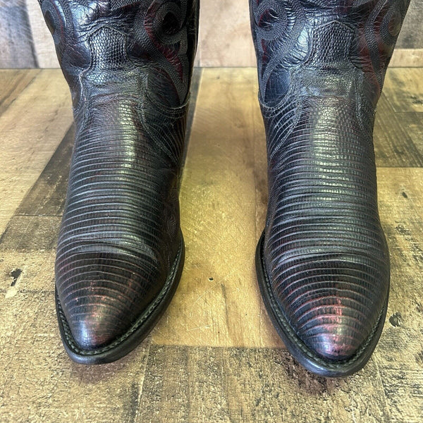 Dan Post Black Cherry Teju Lizard Cowboy Boots Mens 8 D