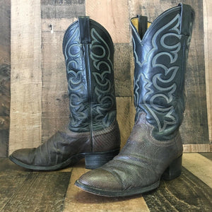 Justin Vintage Lizard Cowboy Boots Mens 8 E