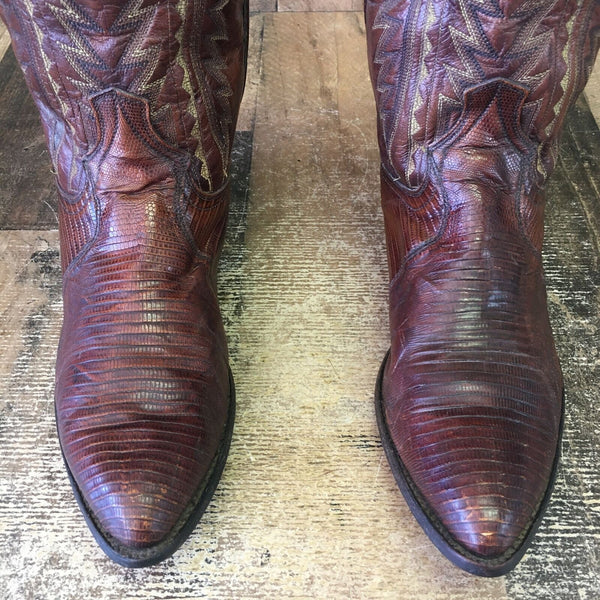 Dan Post 2351 Vintage Teju Lizard Cowboy Boots Mens 10 EW