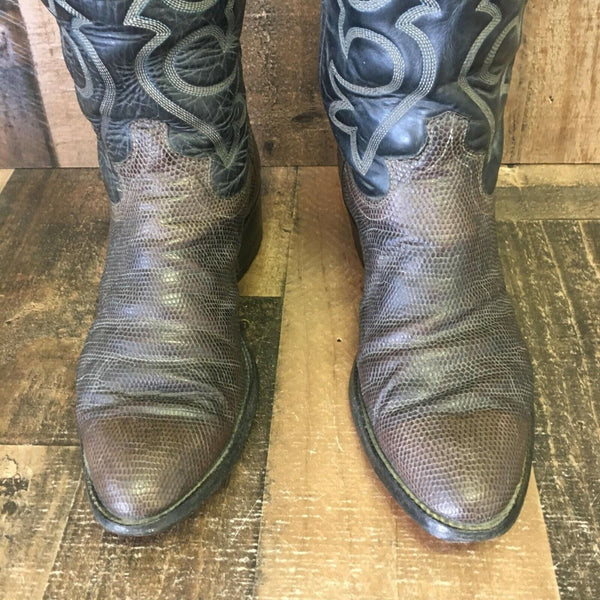 Justin Vintage Lizard Cowboy Boots Mens 8 E