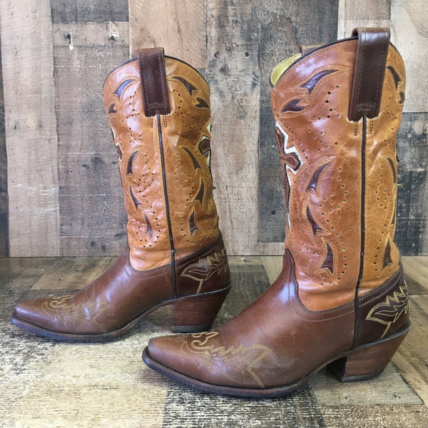 Corral R5732 Leather Inlay Cross Snip Toe Cowboy Boots Womens 7 M