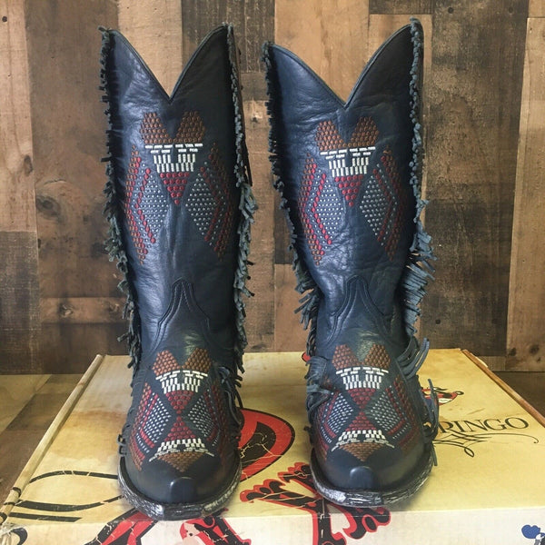 Old Gringo Yippee Kiyay Tribu 13” YL265-2 Blue Snip Toe Cowboy Boots Womens 7 B