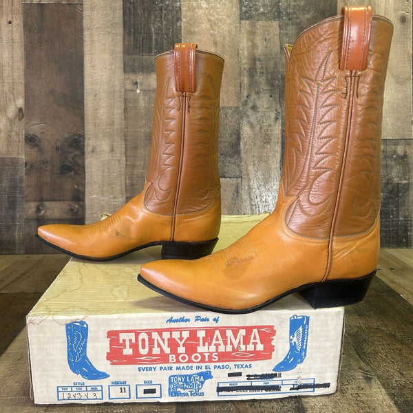 Tony Lama Vintage Gold Label Pointed Toe Cowboy Boots Womens 6 A