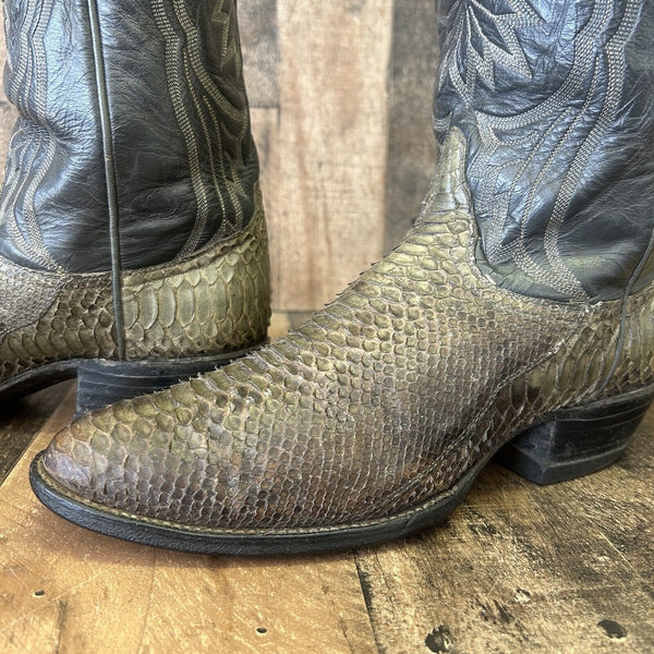 Tony Lama Vintage Gold Label Snakeskin Cowboy Boots Mens 9 D