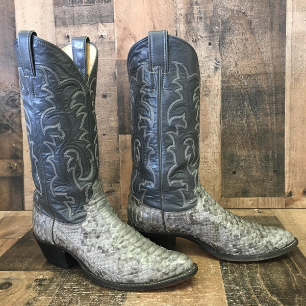 Justin Vtg Snakeskin Cowboy Boots Mens 8 D