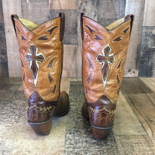 Corral R5732 Leather Inlay Cross Snip Toe Cowboy Boots Womens 7 M