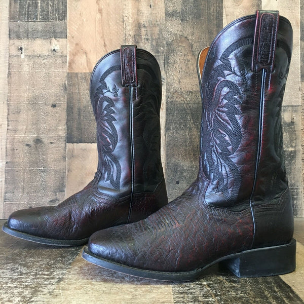 Dan Post 5204 Callahan Square Toe Black Cherry Ostrich Cowboy Boots Mens 9 D