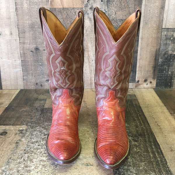 J Chisholm Vintage Teju Lizard Cowboy Boots Mens 7.5 D