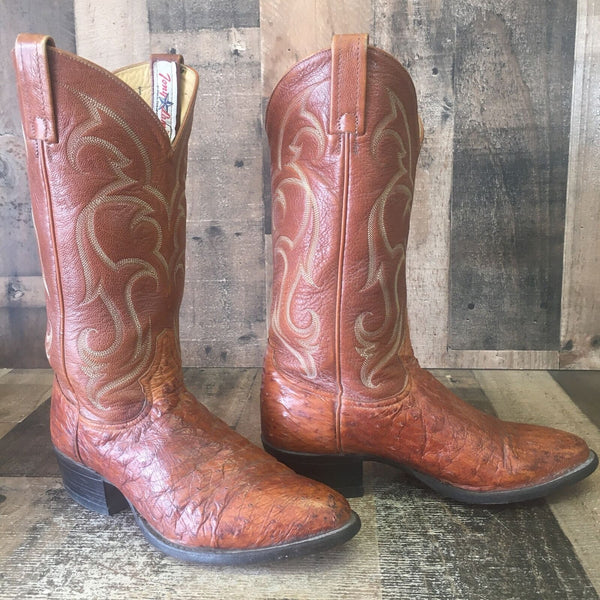 Tony Lama Vintage Ostrich Cowboy Boots Mens 8.5 D