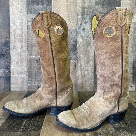 Tony Lama Vintage Full Suede Cowboy Boots Mens 7 D