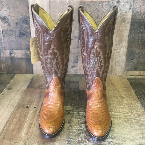 Tony Lama Vtg Gold Label Teju Lizard Cowboy Boots Womens 4.5 B