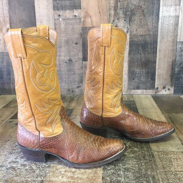 Nocona Vintage Snakeskin Cowboy Boots Womens 9.5 B