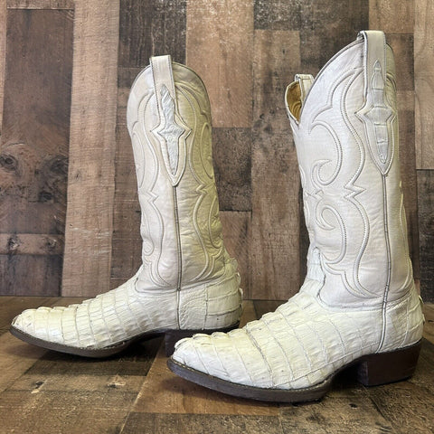 Los Altos Vintage Caiman Tail Cowboy Boots Mens 8