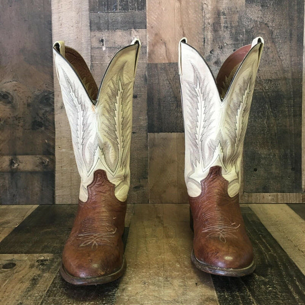 Tony Lama Vintage Smooth Ostrich Round Toe Cowboy Boots Mens 8 D