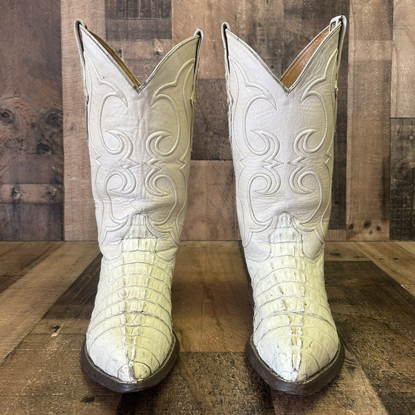 Los Altos Vintage Caiman Tail Cowboy Boots Mens 8