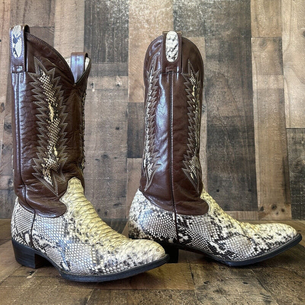 Montana Snakeskin Inlay Cowboy Boots Mens 8.5 EE