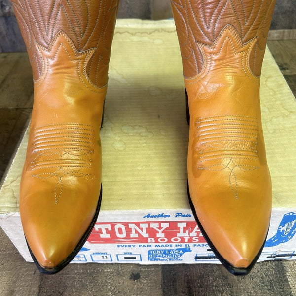 Tony Lama Vintage Gold Label Pointed Toe Cowboy Boots Womens 6 A