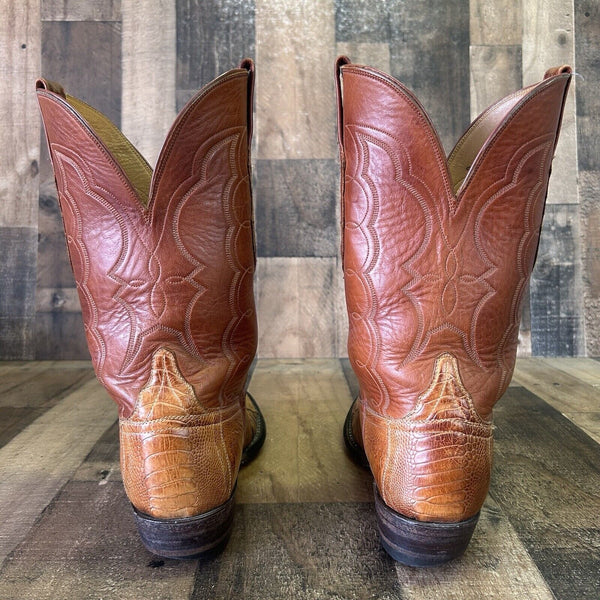 Lucchese Classics Handmade GC5842 Ostrich Leg Inlay Cowboy Boots Mens 9.5 EE