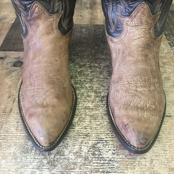 Tony Lama Vintage Gold Label Sueded Bull Shoulder Cowboy Boots Mens 8 D