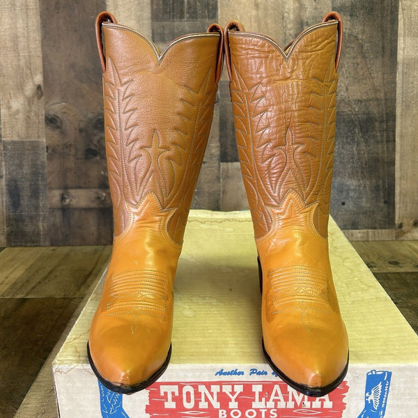 Tony Lama Vintage Gold Label Pointed Toe Cowboy Boots Womens 6 A