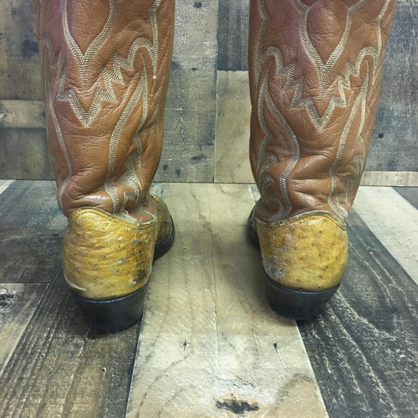 Nocona Vintage Full Quill Ostrich Cowboy Boots Mens 7 D